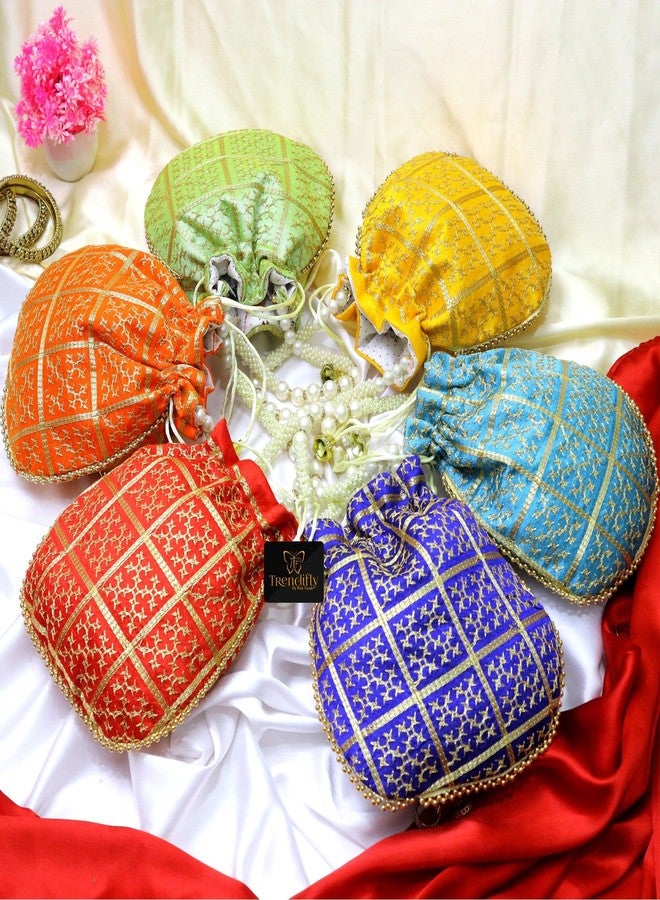 Trendifly Traditional pearl handle Potli bag Bridal Wedding Return Gift Drawstring batua wholesale for girl ladies shagun guest Baby Shower women evening party Ethnic Purse Gifting (Set Of 10) - Image 2